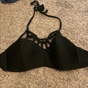 Black urban planet bikini top
